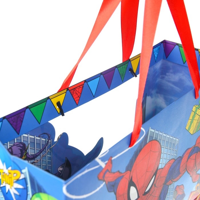 Пакет подарочный с пластиковым окном, 31 х 26 х 11 см, Человек Паук