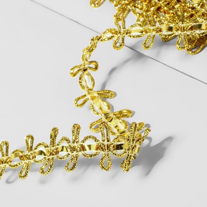 Тесьма декоративная, 18 мм, 10 ± 1 м, цвет золотой Тесьма декоративная, 18 мм, 10 ± 1 м, цвет золотой