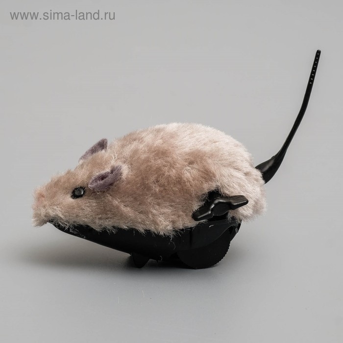 Мышь заводная меховая малая, 8,5 см, серая Мышь заводная меховая малая, 8,5 см, серая