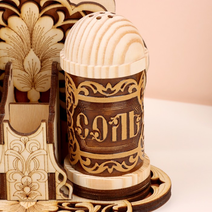 Набор для специй &laquo;Узор&raquo;, 14&times;11&times;10 см, береста