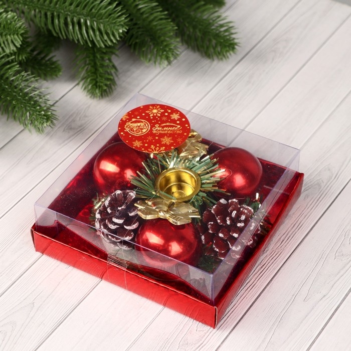 Подсвечник на одну свечу Подсвечник на одну свечу "Колокольчики" шишки, шарики, 11х4 см отв d-2 см