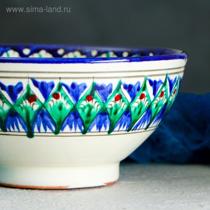 Коса Риштанская Керамика  Коса Риштанская Керамика "Цветы" 15 см, малая, синяя