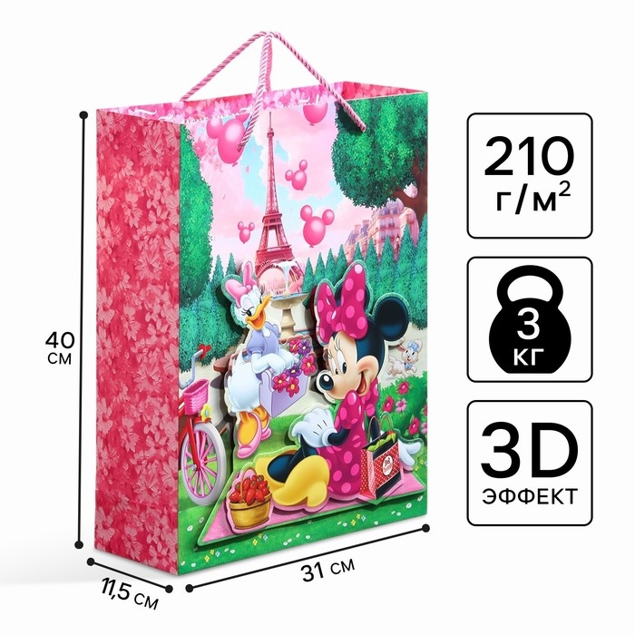 Пакет подарочный 3Д Пакет подарочный 3Д "Пусть исполняются мечты!" 40х31х11.5 см, Минни Маус