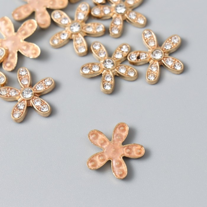 Декор для творчества металл, стразы Декор для творчества металл, стразы "Ромашка" набор 10 шт золото 1,5х1,5 см