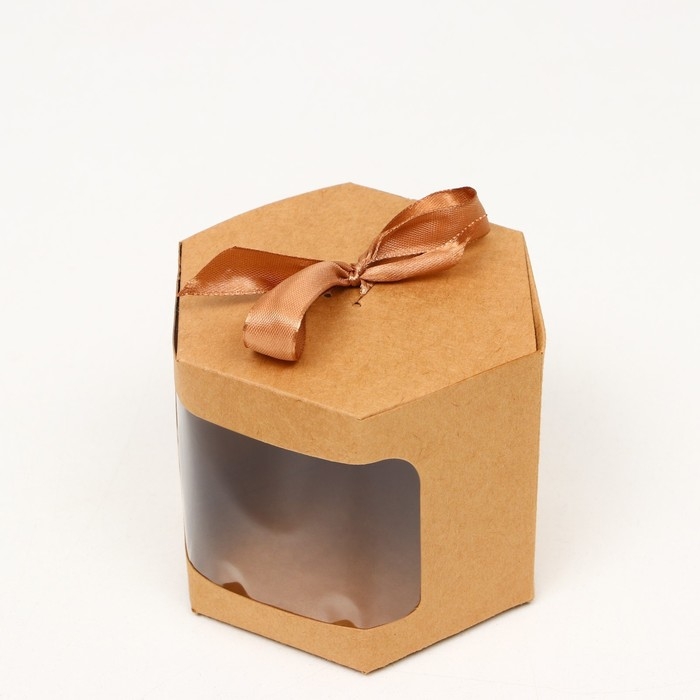 Коробка шестигранная, с окном, крафтовая, 10 х 10 х 10 см Коробка шестигранная, с окном, крафтовая, 10 х 10 х 10 см