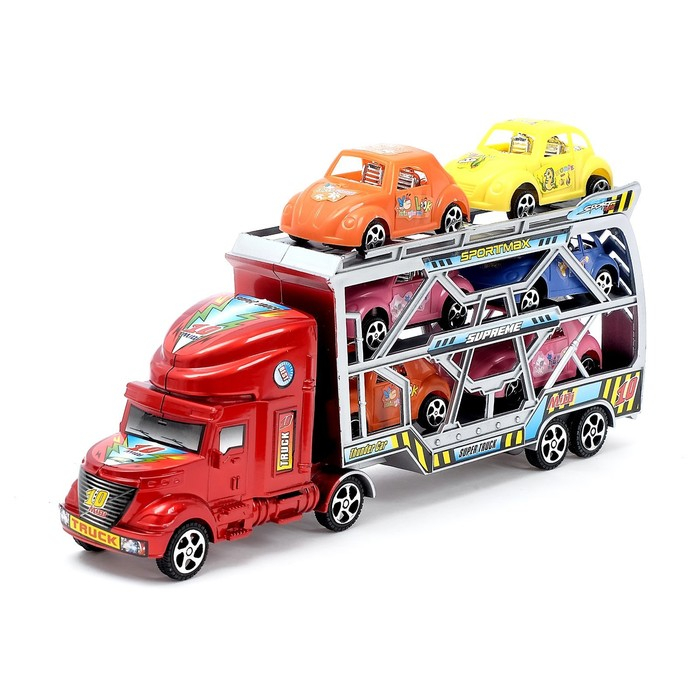 Грузовик инерционный &laquo;Тягач&raquo; с 6 машинами, МИКС
