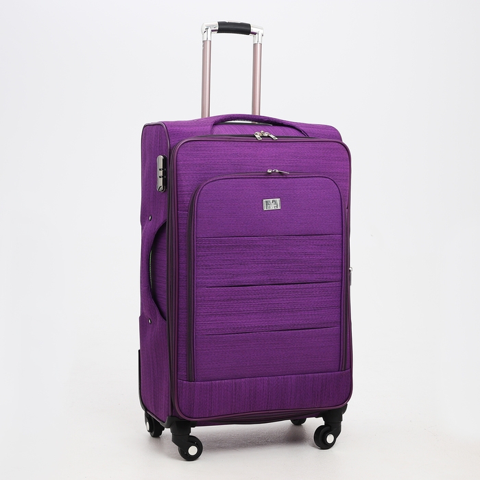 Чемодан большой 95 л (L), отдел на молнии, с расширением, кодовый замок, 4 колеса, наружный карман, цвет фиолетовый Чемодан большой 95 л (L), отдел на молнии, с расширением, кодовый замок, 4 колеса, наружный карман, цвет фиолетовый