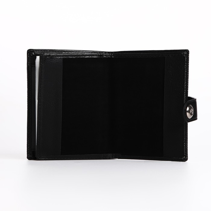 Портмоне мужское на магните, 3 в 1, для купюр, автодокументов и паспорта, цвет чёрный Портмоне мужское на магните, 3 в 1, для купюр, автодокументов и паспорта, цвет чёрный