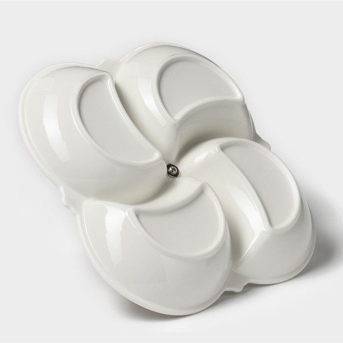 Менажница керамическая 4 ячейки «Богема», 21×3,3 см, цвет белый