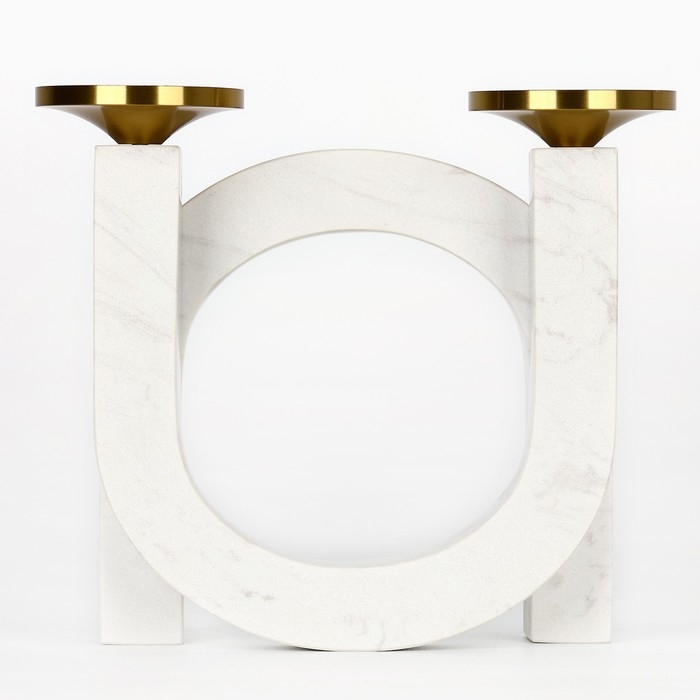 Подсвечник латунь, мрамор «Камелия» 19 х 18 х 8 см