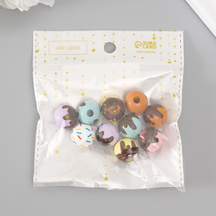 Бусины для творчества дерево Бусины для творчества дерево "Сладости" набор 10 шт d=1,6 см