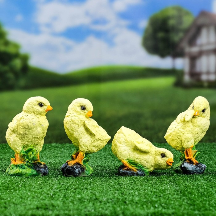 Садовая фигура  Садовая фигура "Цыплята" 15см, комплект из 4-х шт