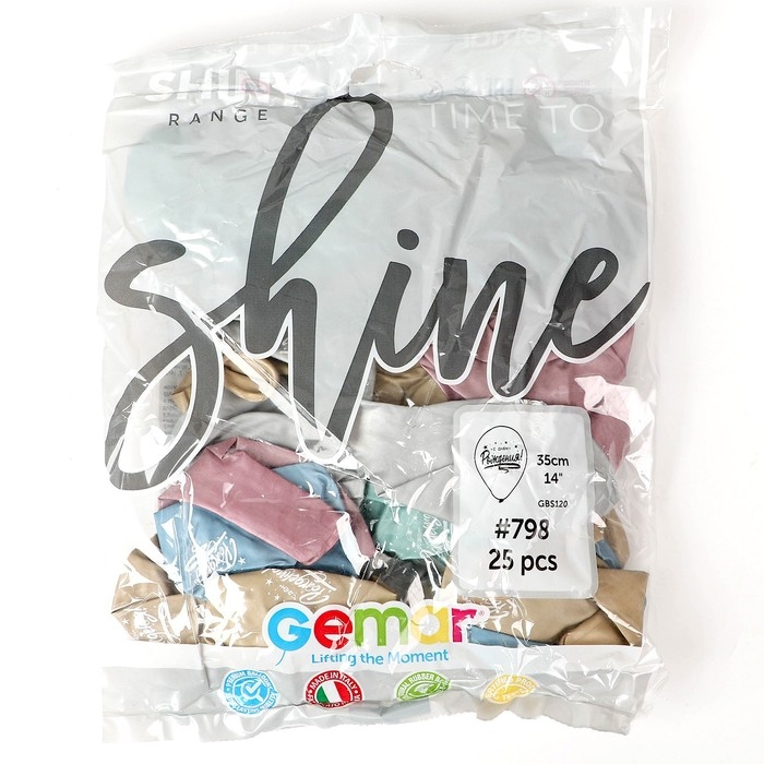 Шар латексный 14 Шар латексный 14" «С днём рождения» хром, набор 25 шт.