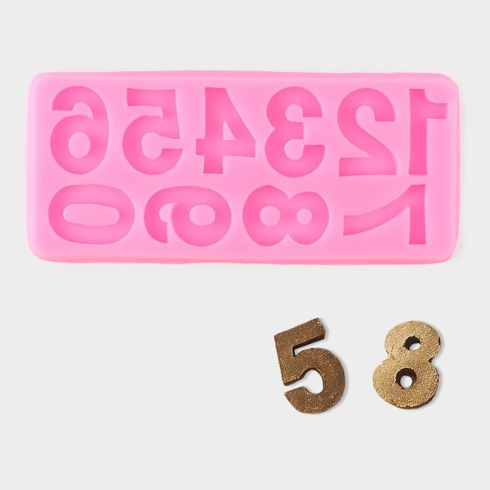 Молд «Цифры», силикон, 17,5×7,6 см, цвет розовый Молд «Цифры», силикон, 17,5×7,6 см, цвет розовый