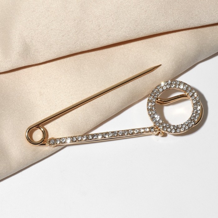 Булавка «Симпл» круг, 7 см, цвет белый в золоте Булавка «Симпл» круг, 7 см, цвет белый в золоте