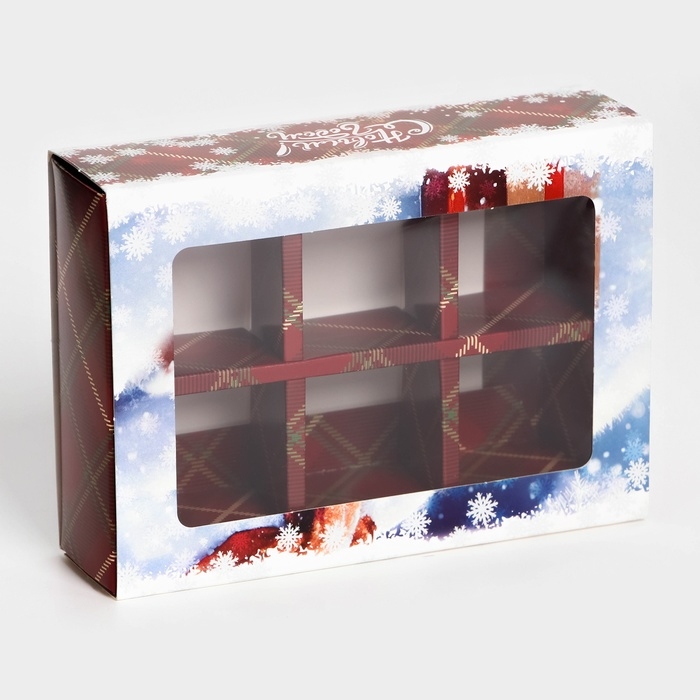 Новый год. Коробка под 6 конфет Новый год. Коробка под 6 конфет "С Новым гоодом!", 13,7 х 9,8 х 3,8 см, кондитерская упаковка