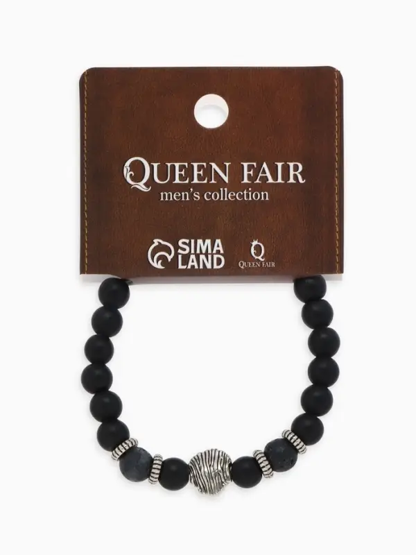 Браслет из бусин унисекс &laquo;Лава. Лев&raquo;, d=7 см, чёрный с серебристым