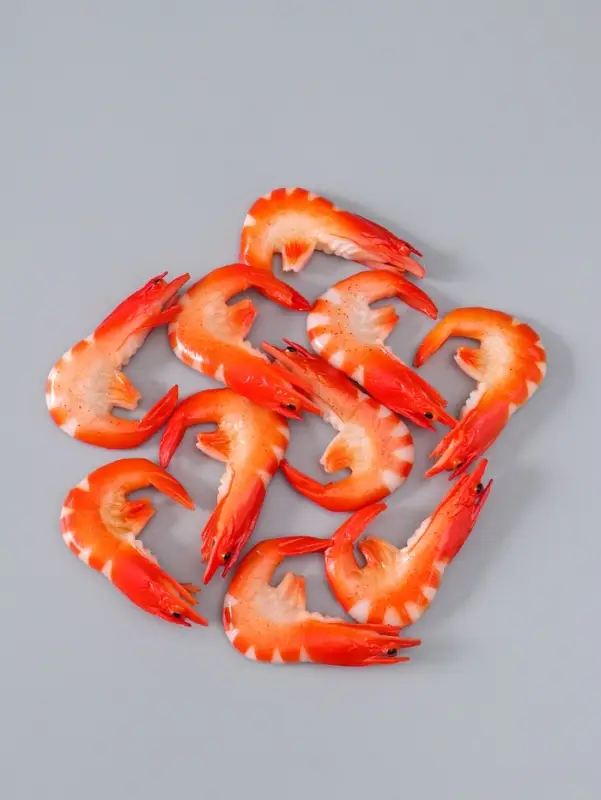 Муляж "Креветка" (фасовка по 10 шт) 7,5 см, красно-розовый