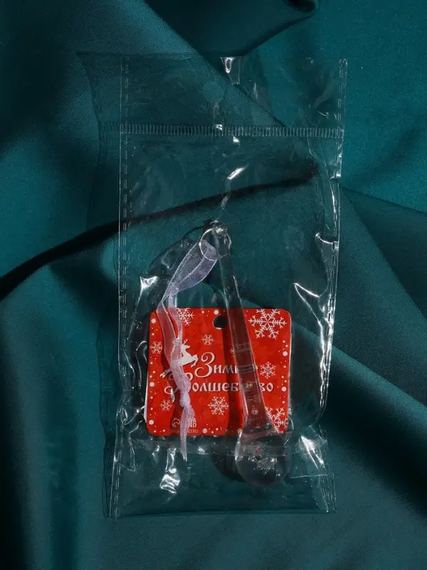 Украшение ёлочное "Льдинка" сосулька-капелька, 9,5х2 см, прозрачный