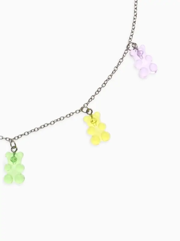 Колье &laquo;Мармеладный мишка&raquo;, компания, цветное в серебре, 50 см