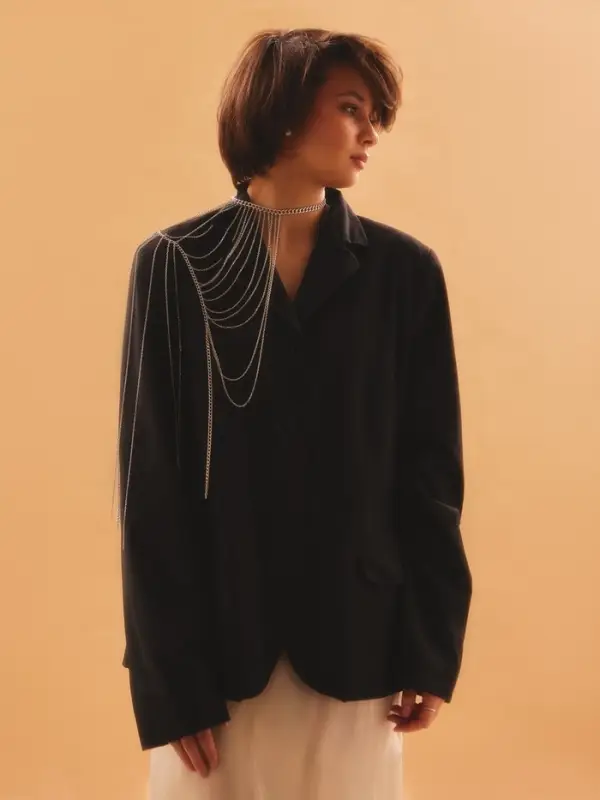 Бодичейн через плечо &laquo;Цепочка&raquo;, серебристый