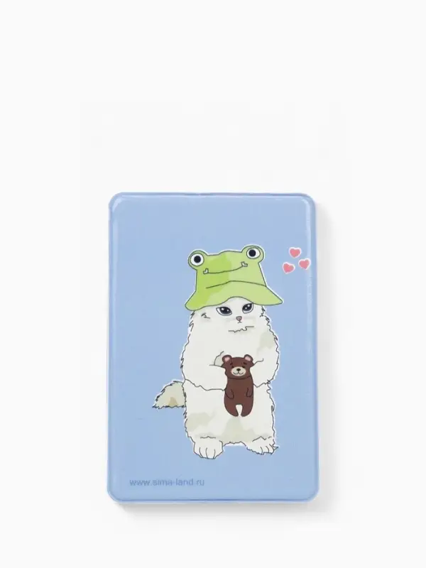 Обложка для проездного, пропуска, с принтом, голубая