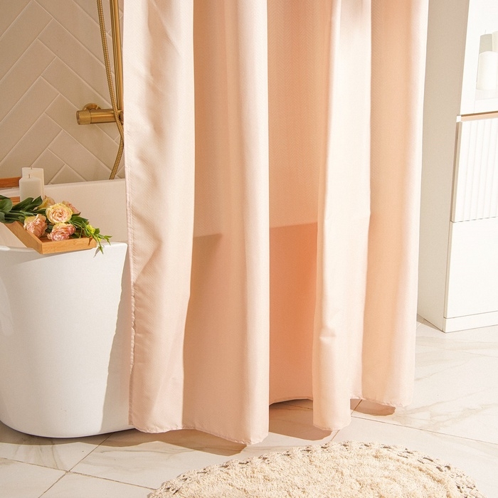 Штора для ванной SL Home, с люверсами, полиэстер, 200×200 см, розовые Штора для ванной SL Home, с люверсами, полиэстер, 200×200 см, розовые