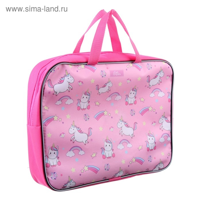 Папка с ручками текстильная, А4, 330 х 260 х 70 мм, Calligrata, «Единорожки»