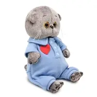Мягкая игрушка &laquo;Кот Басик BABY&raquo; в голубом комбинезоне с сердечком, 20 см