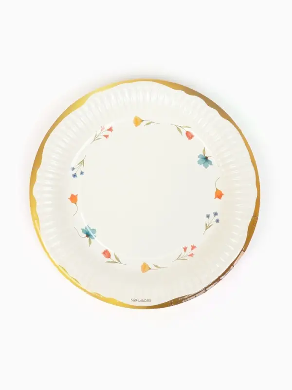 МП Набор бумажной посуды МП Набор бумажной посуды "Керамика с цветами", белый, 12 персон