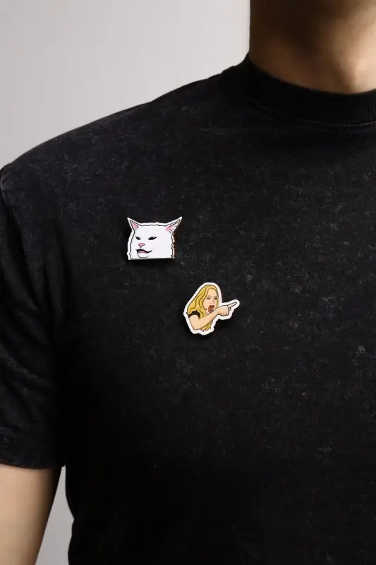 Брошь деревянная (набор 2 шт.) «Мем», цветная