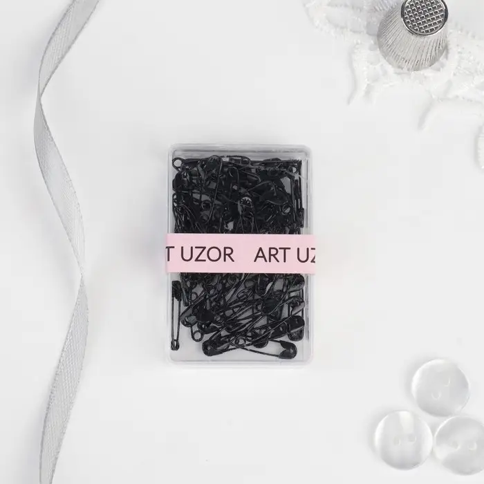 Булавки английские, 19×4 мм, 80 шт., цвет чёрный