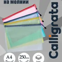 Папка-конверт на молнии А4, Calligrata &laquo;Клеточка&raquo;, МИКС