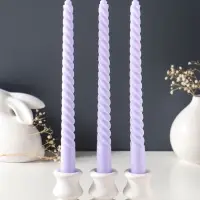 Набор свечей витых 25 см, 3 шт., 57 г, 5 ч, лаванда