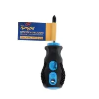 Отвертка крестовая ТУНДРА, сатин, магнит, двухкомпонентная рукоятка, PH2&times;38 мм