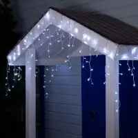 Гирлянда &laquo;Бахрома&raquo; 4&times;0.6 м, IP44, прозрачная нить, 180 LED, свечение белое, мерцание белым, 220 В