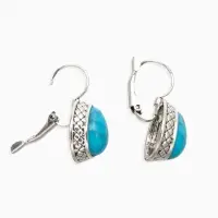 Серьги под натуральный камень &laquo;Этника&raquo;, капля бирюзы, голубые в чернёном серебре