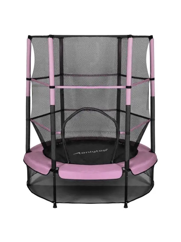 Батут ONLYTOP, d=140 см, высота сетки 125 см, розовый
