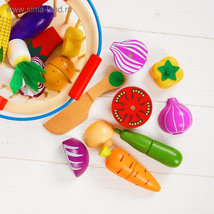 Игровой набор "Овощи в корзине", 14 овощей: 5,5 × 5 см