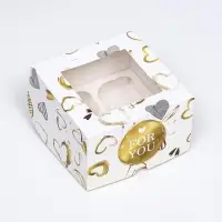 Коробка подарочная для 4 капкейков с окном &laquo;Для тебя&raquo;, 16&times;16&times;10 см