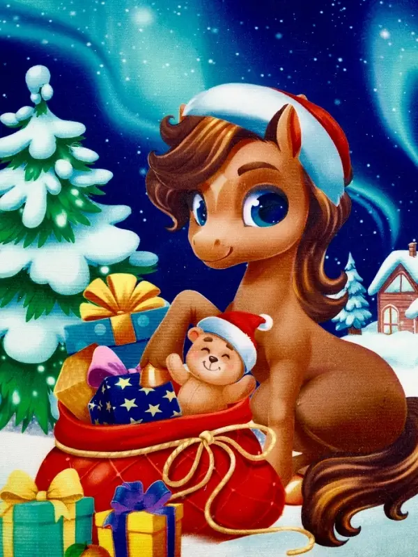 Мешок подарочный детский «Лошадка с подарками», 35×30 см