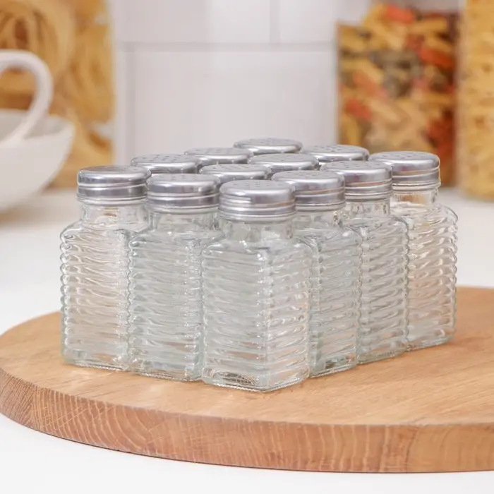 Набор стеклянных солонок Доляна «Линии», 12 предмета: 100 мл, 4×9 см, цвет прозрачный Набор стеклянных солонок Доляна «Линии», 12 предмета: 100 мл, 4×9 см, цвет прозрачный