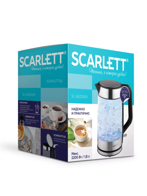 Чайник электрический стеклянный с подсветкой 1.8 л Чайник электрический стеклянный с подсветкой 1.8 л