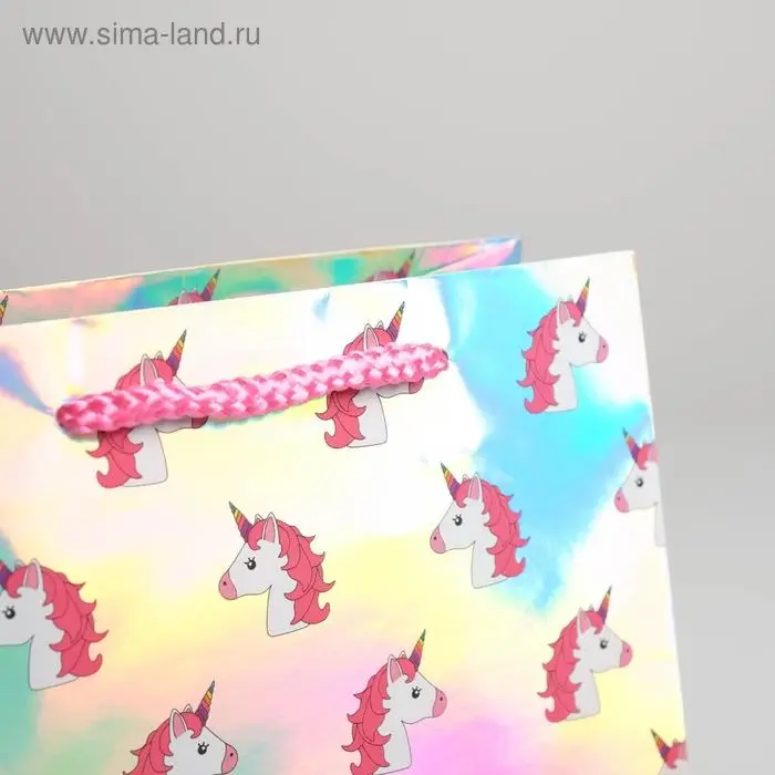 Пакет подарочный голографический, упаковка, &laquo;Единорожки&raquo;, 23 х 27 х 11.5 см