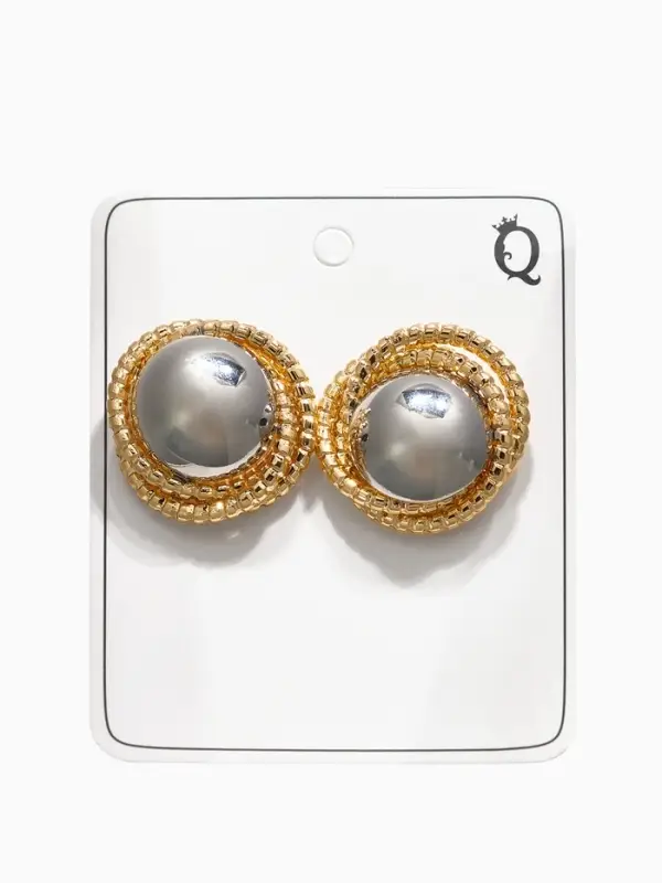 Серьги металл &laquo;Тренд&raquo;, шар, цвет золото с серебром