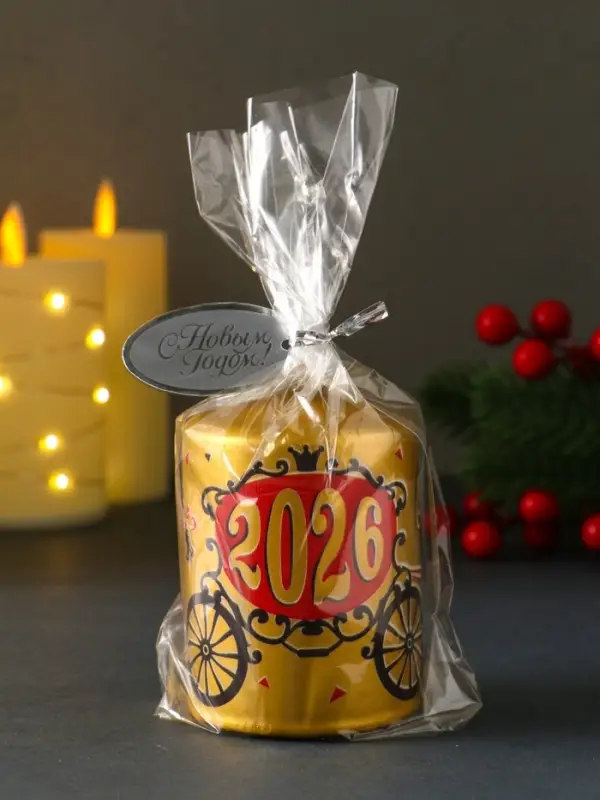 Свеча новогодняя пеньковая "Лошадь. 2026" 6х6х8 см