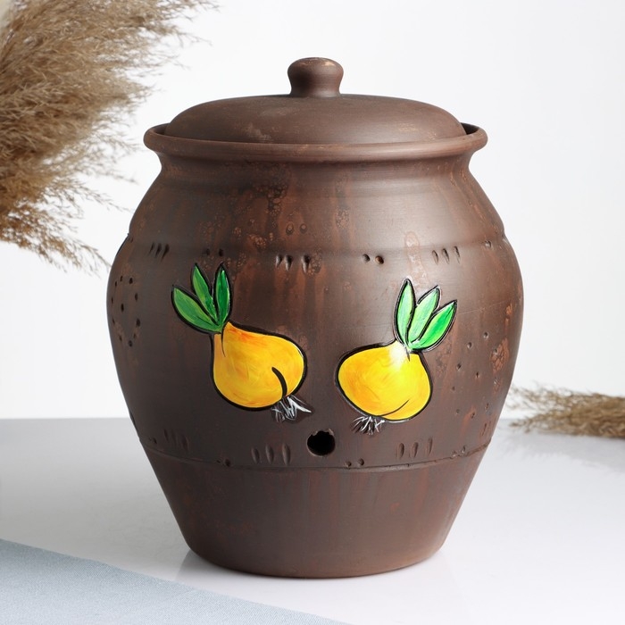 Банка для хранения лука 5 л, роспись, молочение Банка для хранения лука 5 л, роспись, молочение