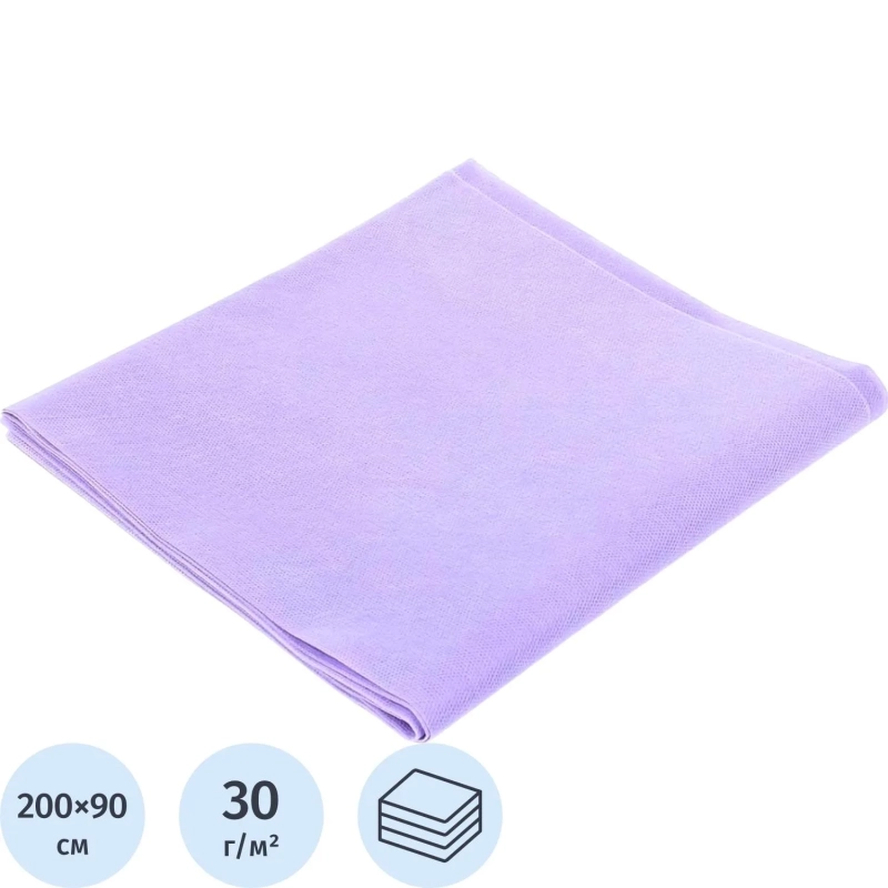 Простыня 200x90, спанбонд, пл.30, сиреневый, ЛЮКС, 10шт/уп, штучно, 00-998