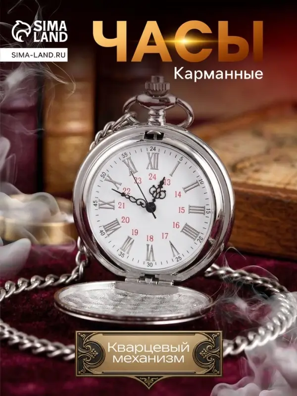 Часы карманные &laquo;Классика&raquo;, кварцевые, длина цепочки 40 см, циферблат d=4.5 см, под гравировку