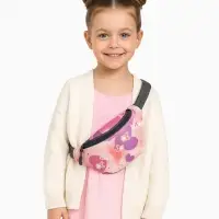 Сумка поясная детская для девочки на молнии, коралловая